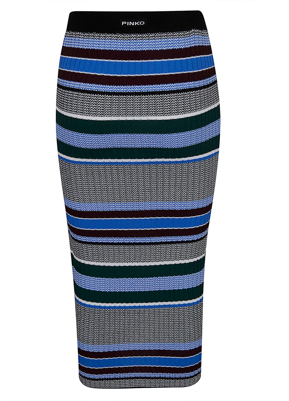 PINKO TERRA GONNA STRIPES RIBS Zwart