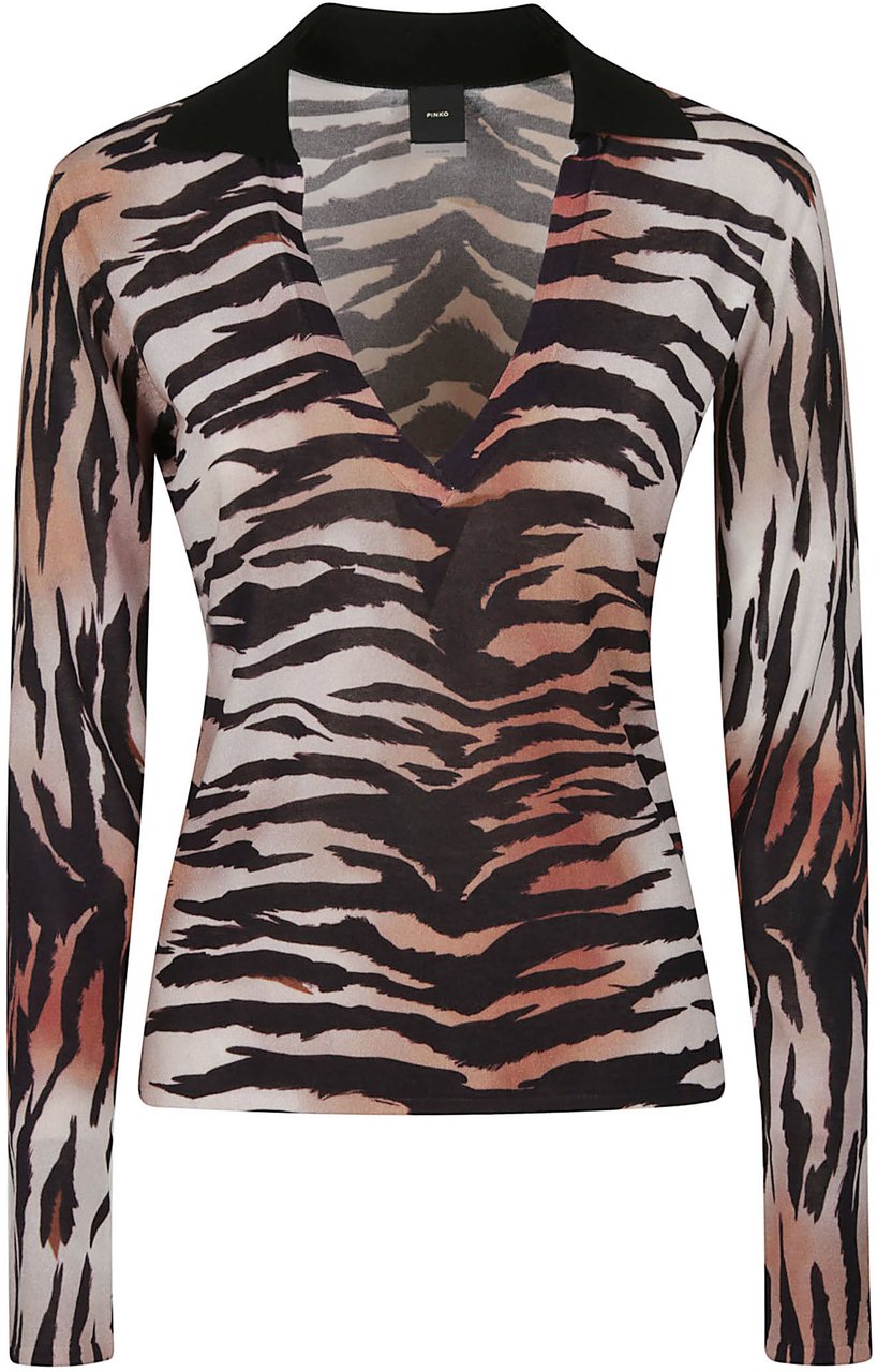 Pinko Erosione V Neck Sweater Brown Bruin