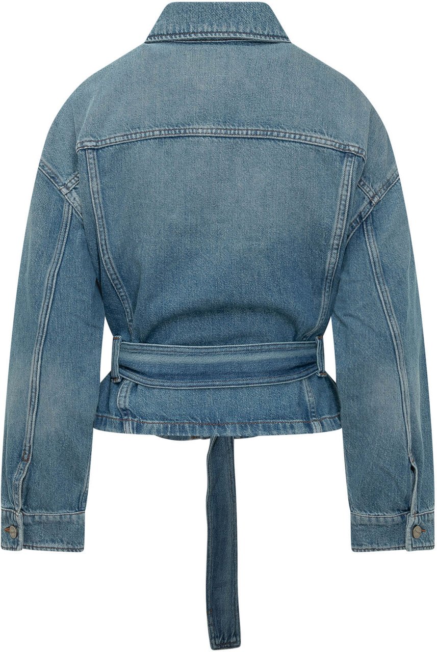 Pinko Giacca in Denim con Cintura Blauw