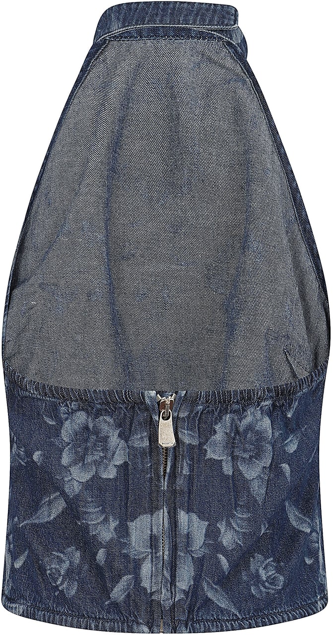 PINKO URLO TOP LIGHT DENIM ALLOVER Lichtblauw