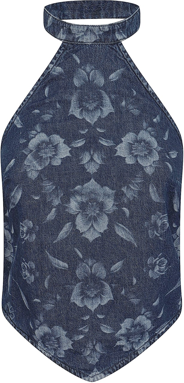 PINKO URLO TOP LIGHT DENIM ALLOVER Lichtblauw