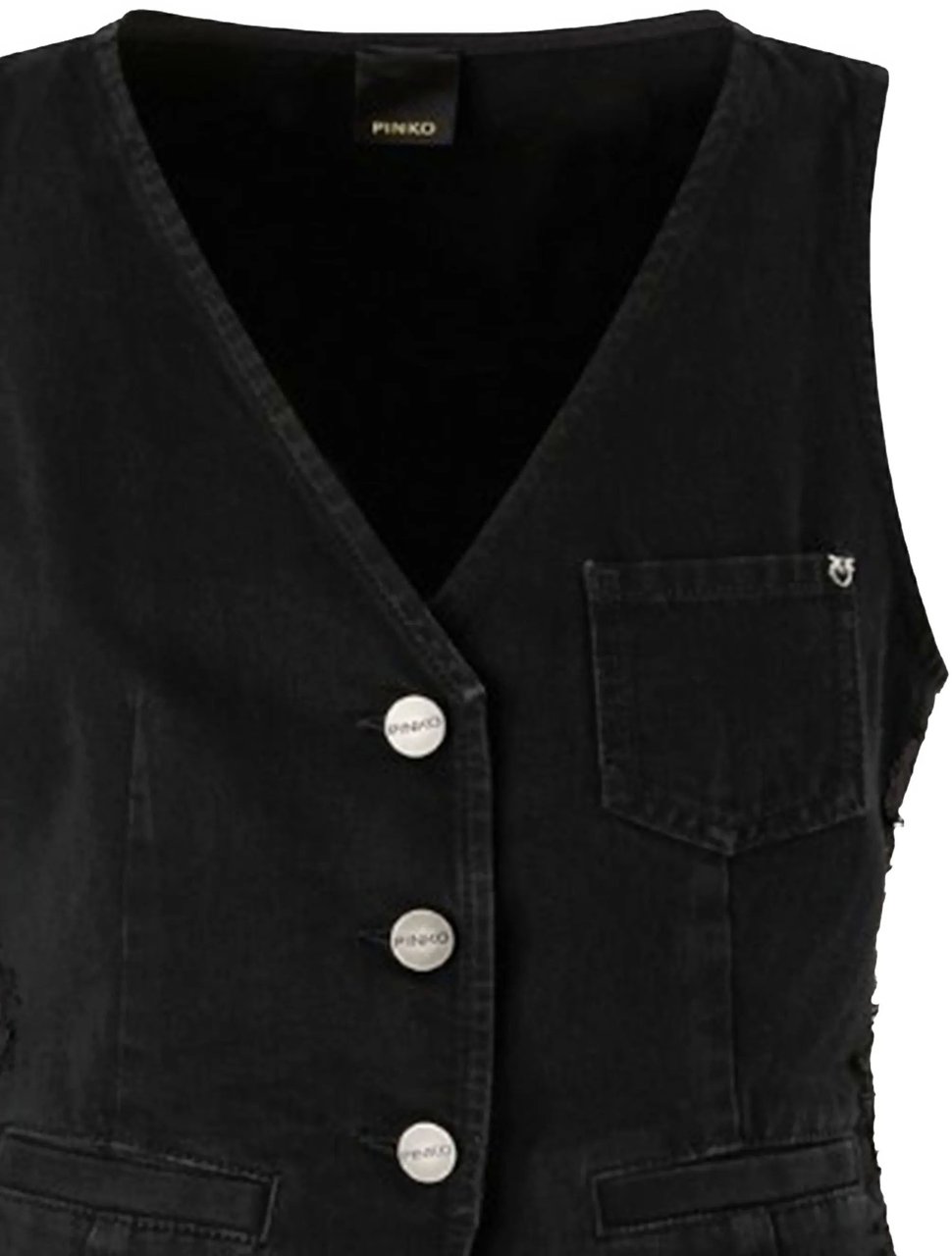 Pinko Pink Gardener Sleeveless V-Neck Fabric Vest Zwart