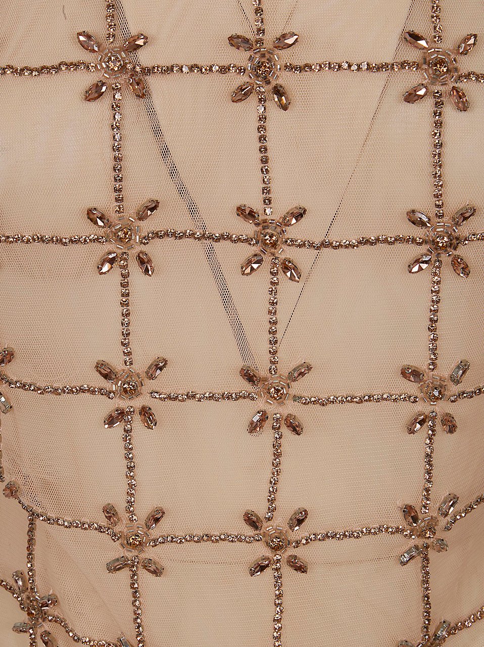 Pinko Tulle Top with Hand-Embroidered Crystals and Beads Neutraal