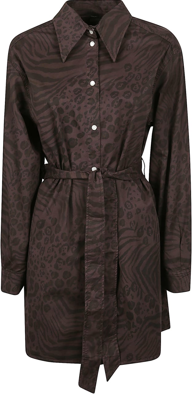 Pinko Balcone Mini Dress Brown Bruin