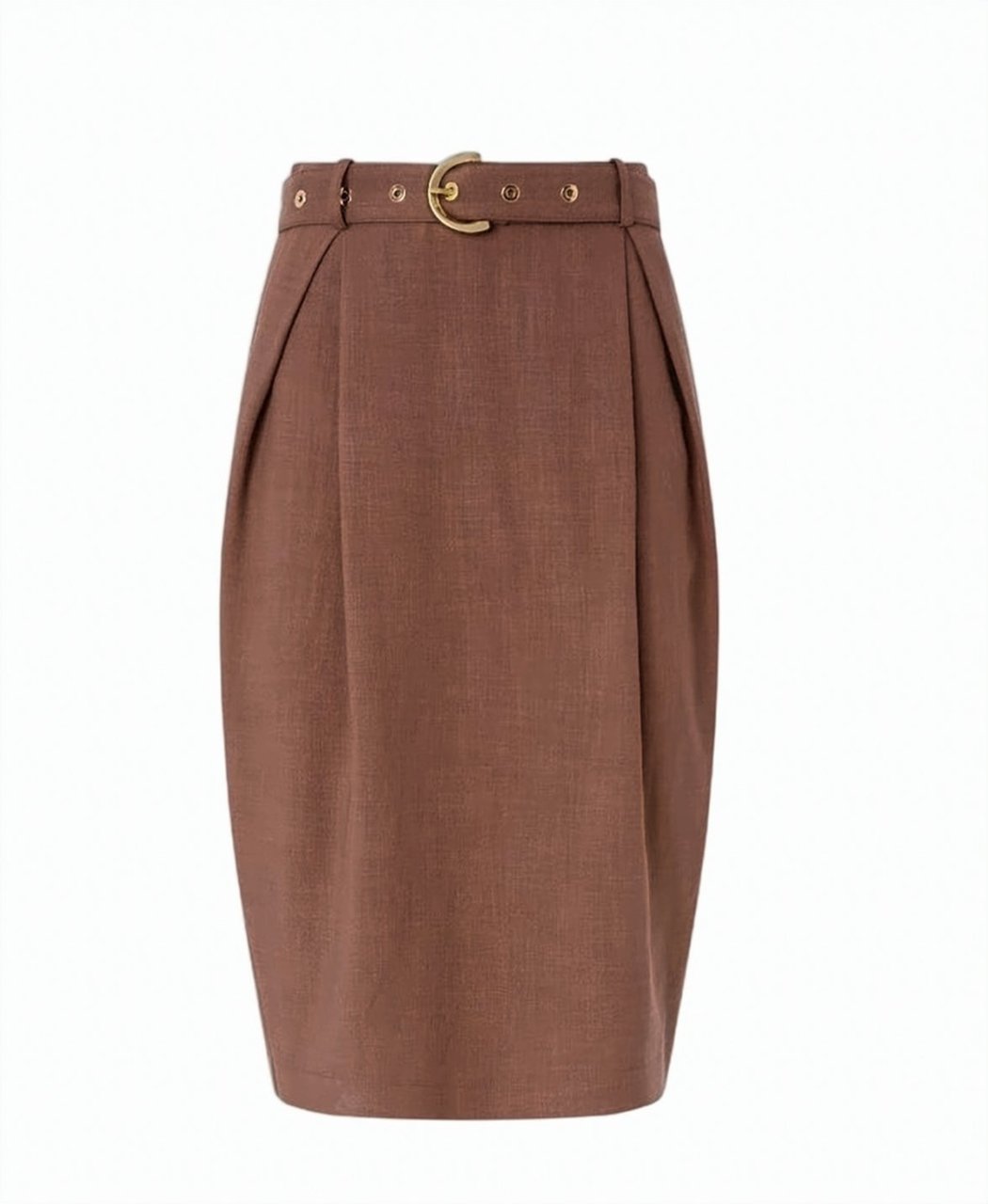 Pinko Edwena Linen Effect Midi Skirt Bruin