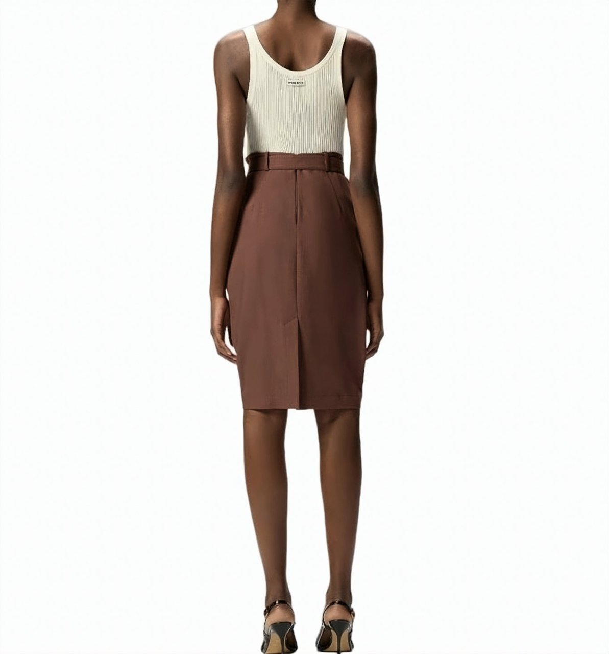 Pinko Edwena Linen Effect Midi Skirt Bruin
