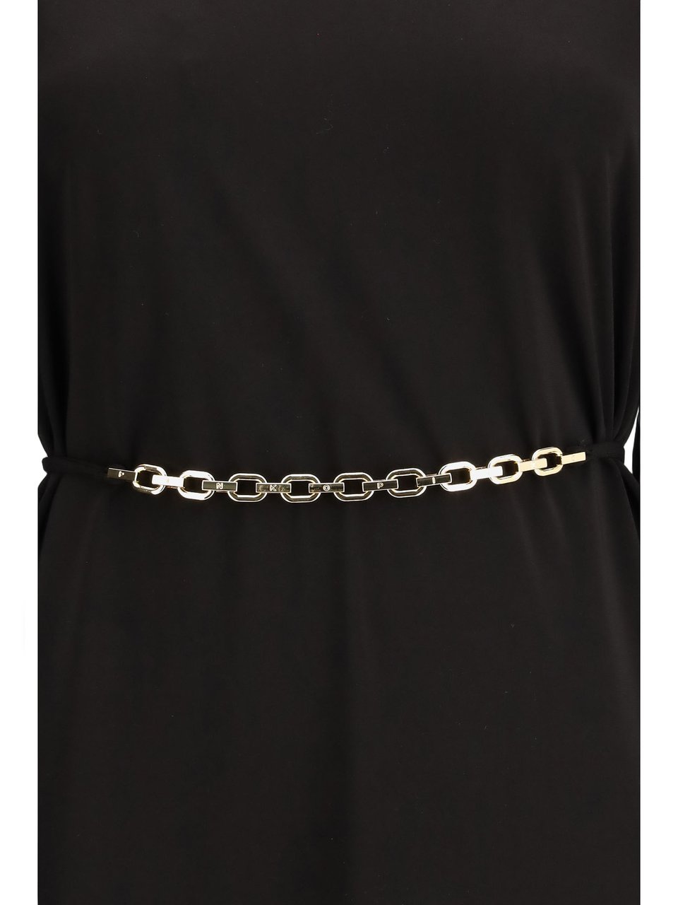 Pinko Allie Short Dress With Structured Shoulders And Chain Zwart
