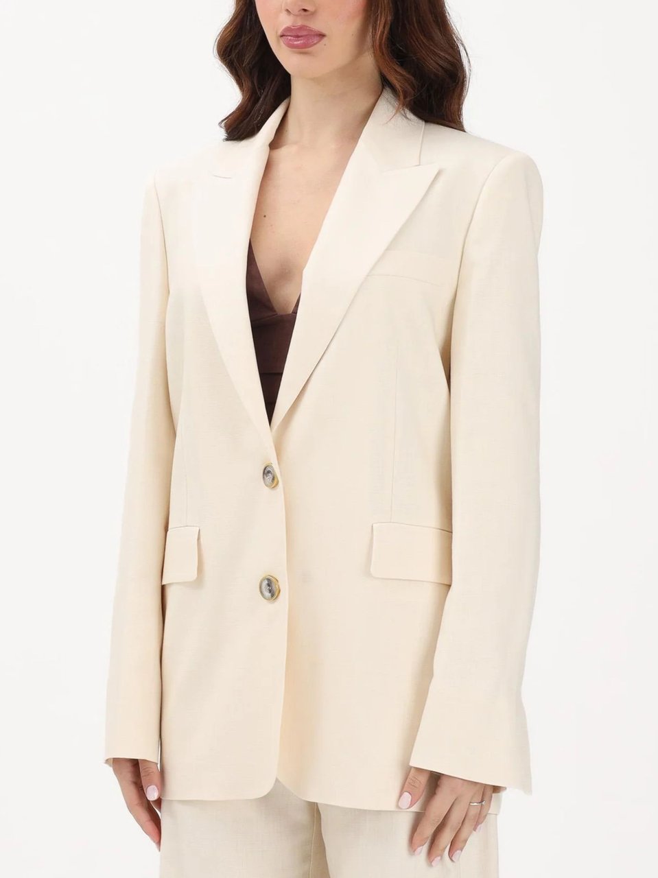 Pinko Tailored Notch Lapel Blazer Neutraal