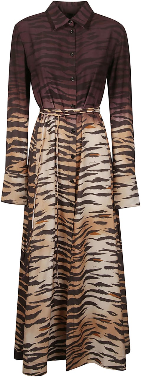 Pinko Annabel Long Dress Brown Bruin