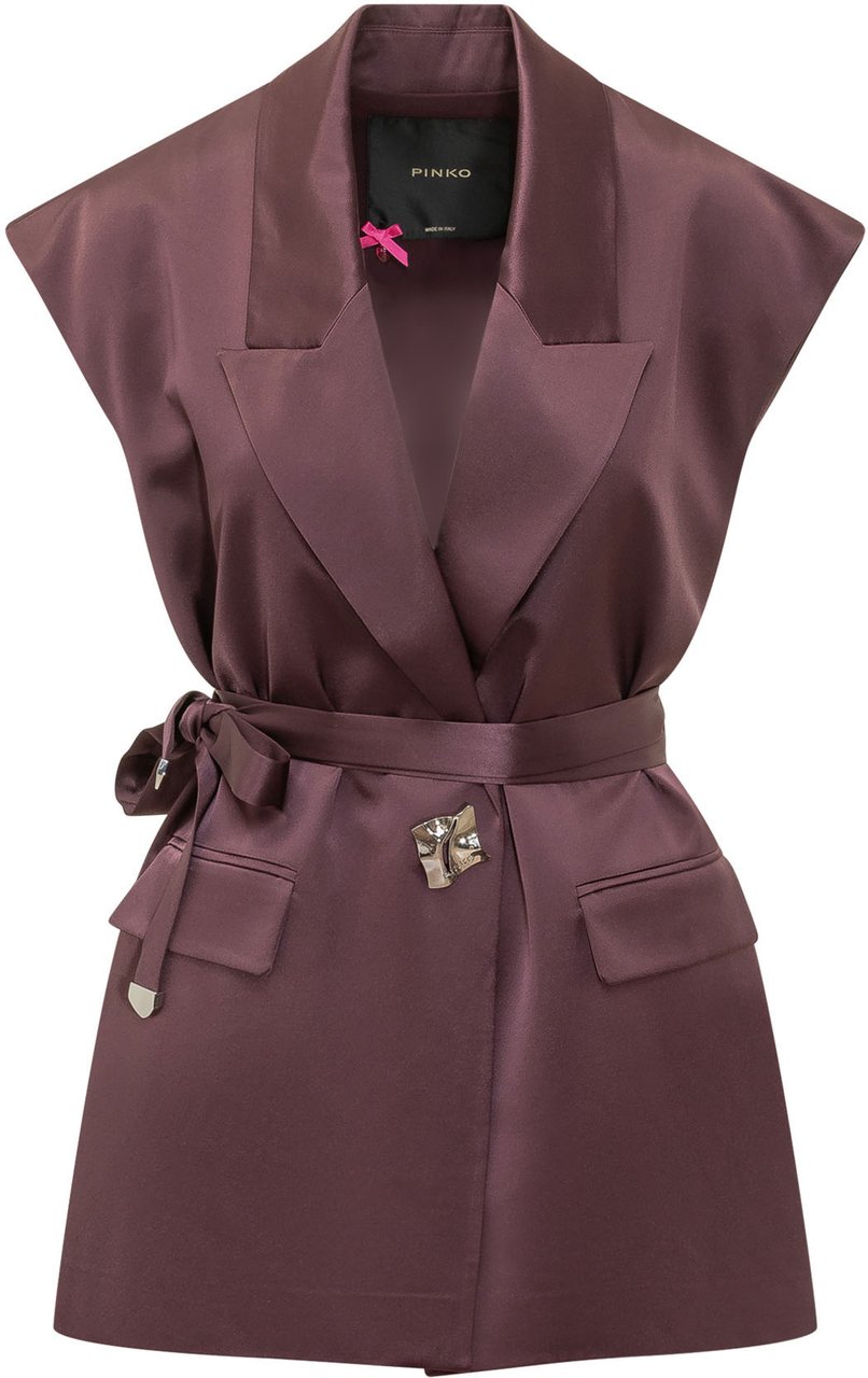 Pinko Giacca Smanicata con Cintura e Tasche Bruin