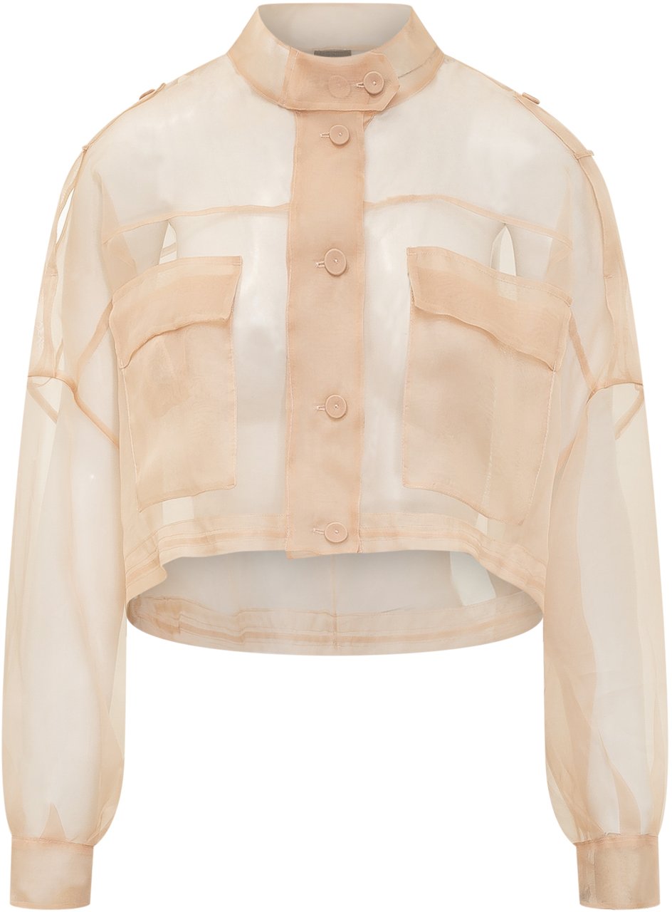 Pinko Giacca caban corta in organza Longan Wit