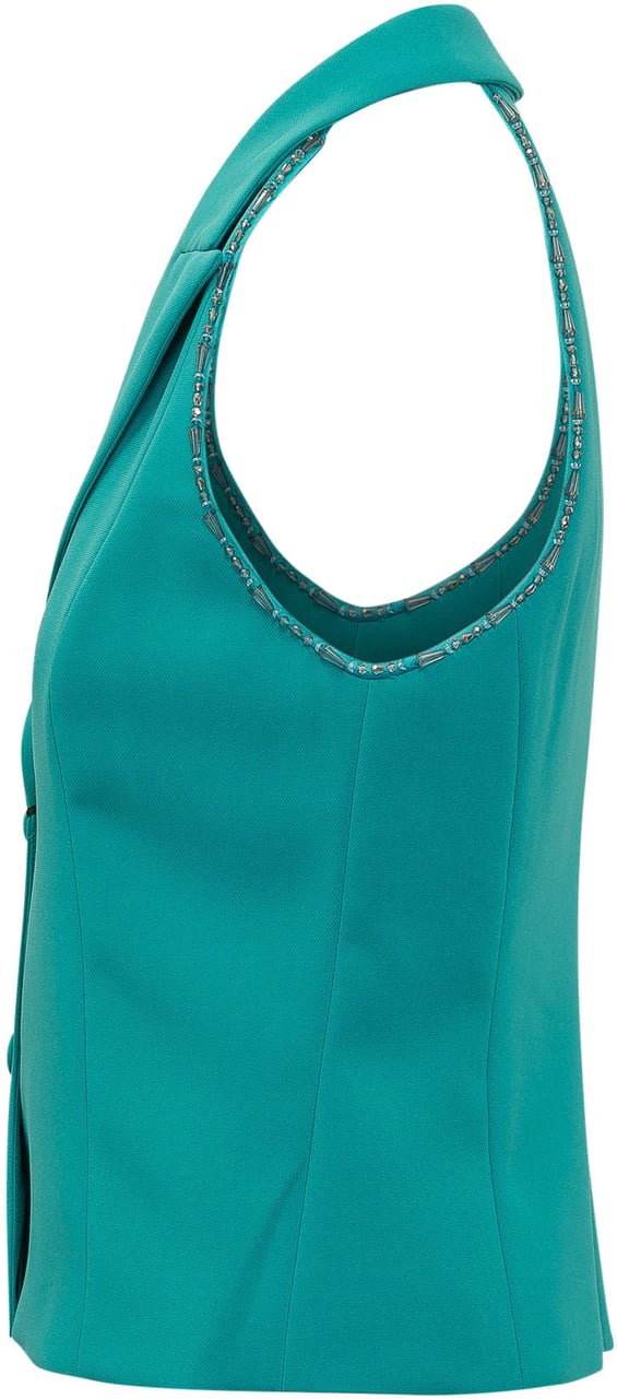 Pinko Gilet Strutturato con Revers Cyaan