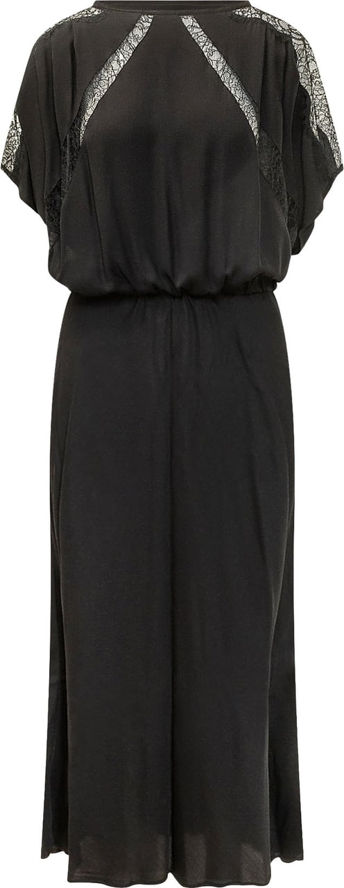 Pinko Abito Midi con Inserti in Pizzo Zwart