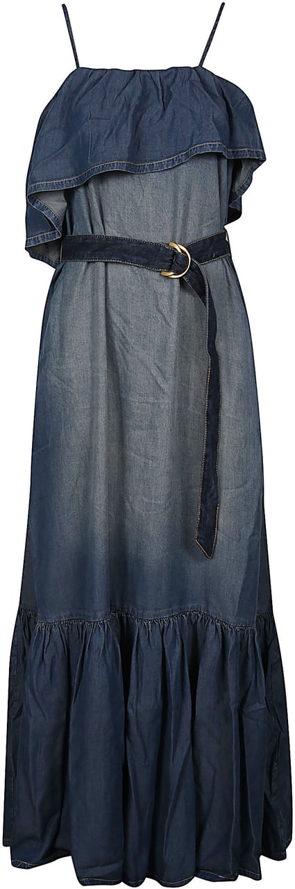 Pinko Chiarodiluna Long Dress Blue Blauw