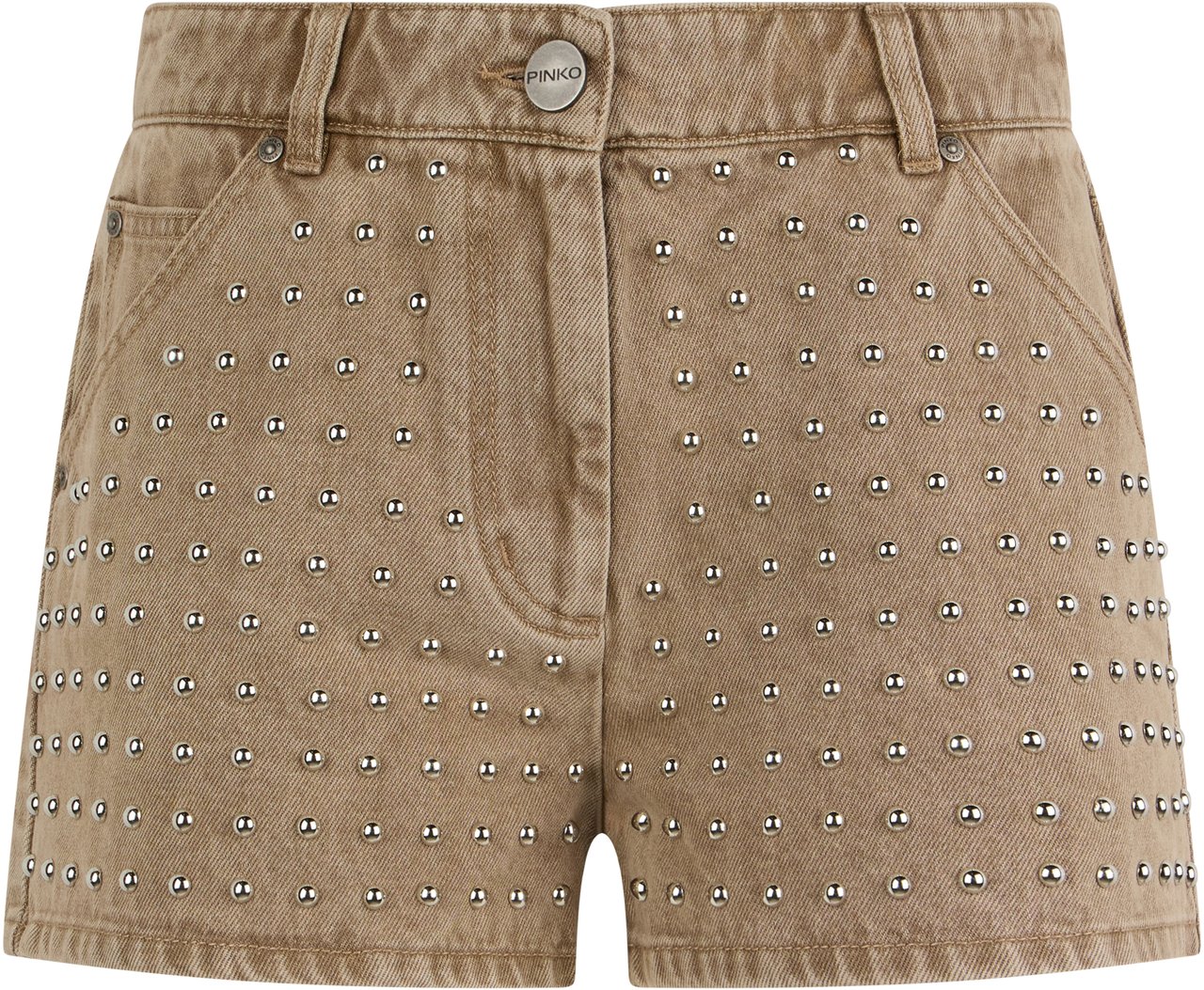 Pinko Denim shorts with studs Beige