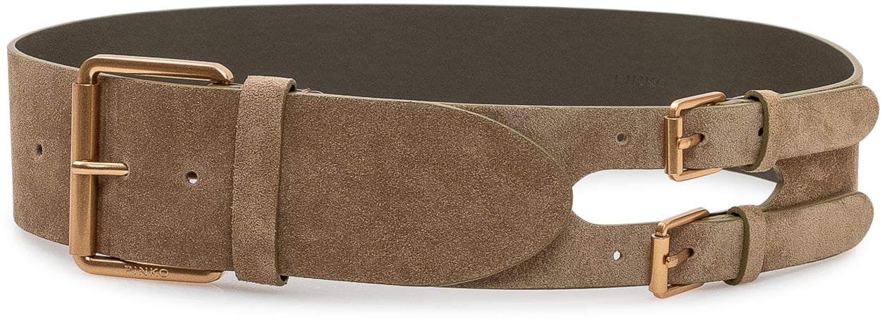 Pinko Cintura con Doppia Fibbia Laterale Taupe