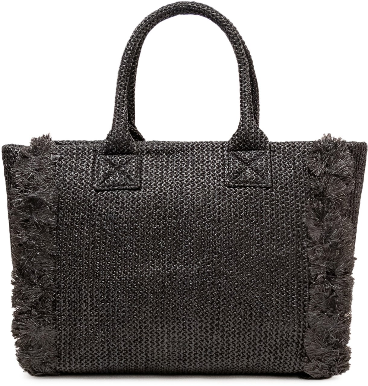 Pinko Beach Shopper in Rafia con Logo Donkergrijs