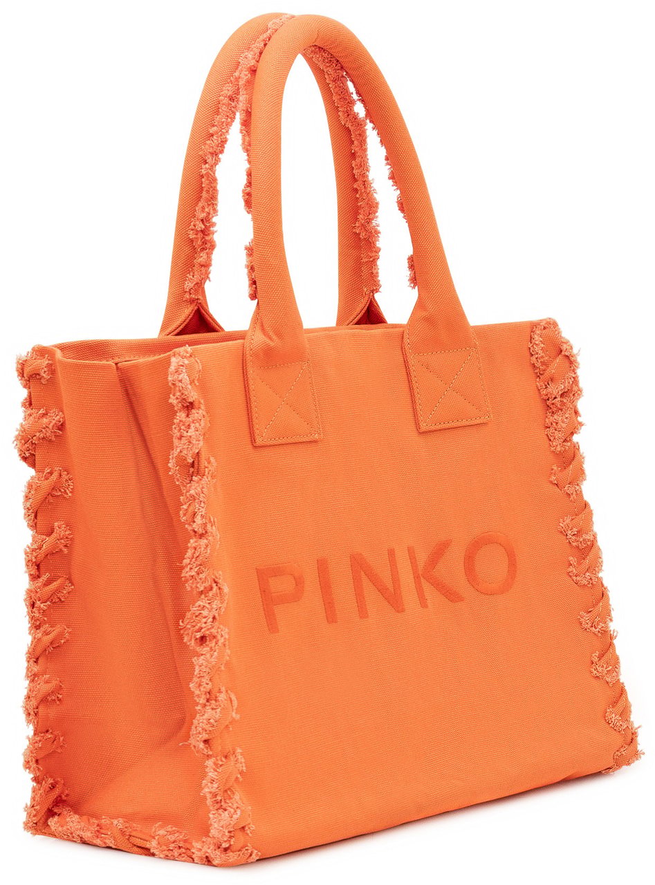 Pinko Borsa Shopper in Canvas con Logo Oranje