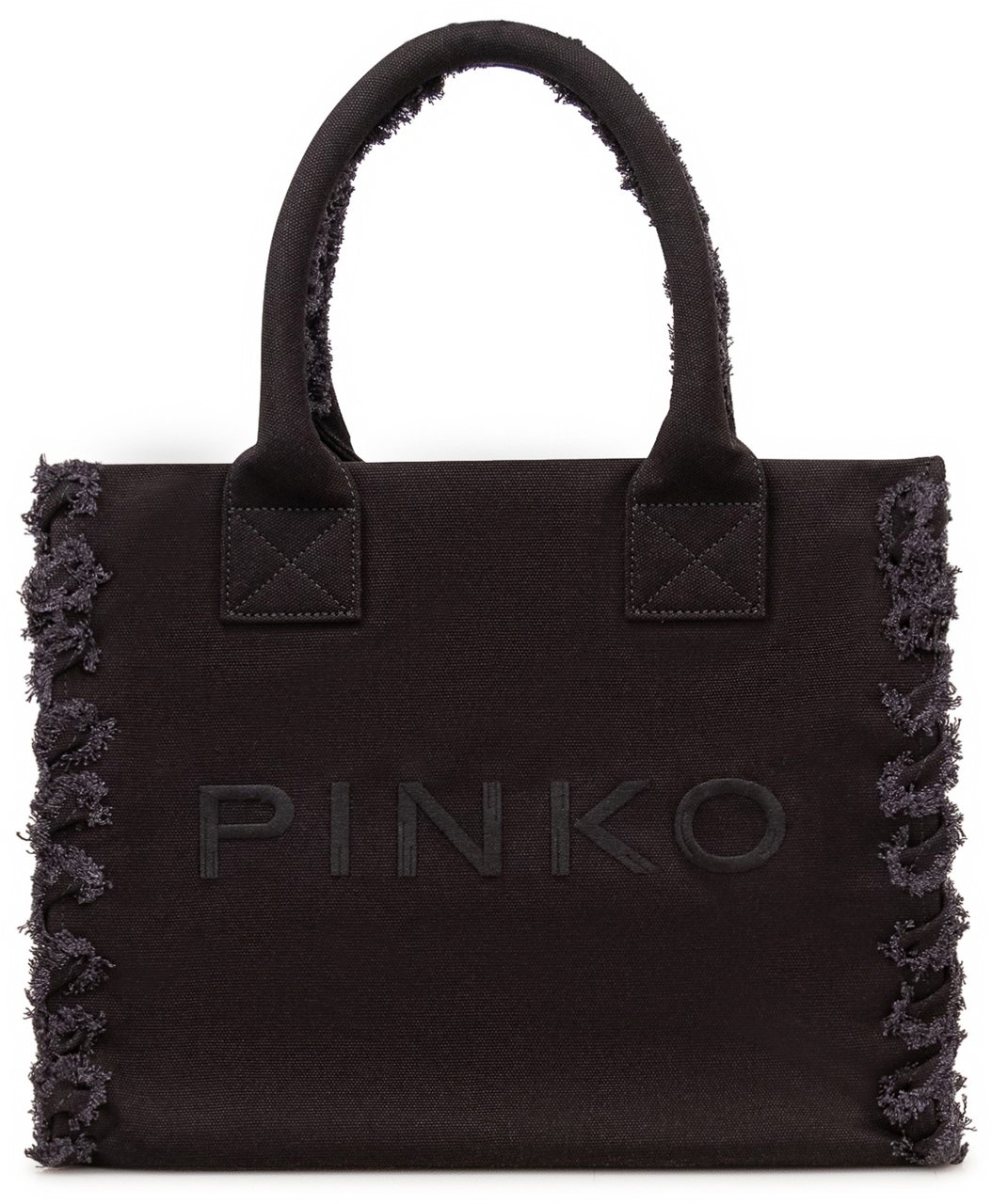 Pinko Borsa Shopper in Canvas con Logo Donkergrijs