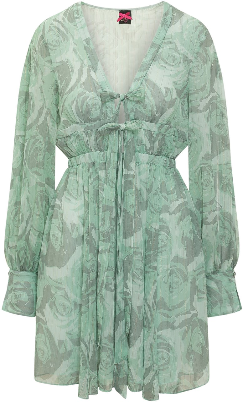 Pinko Abito Corto con Scollo a V e Coulisse Lime