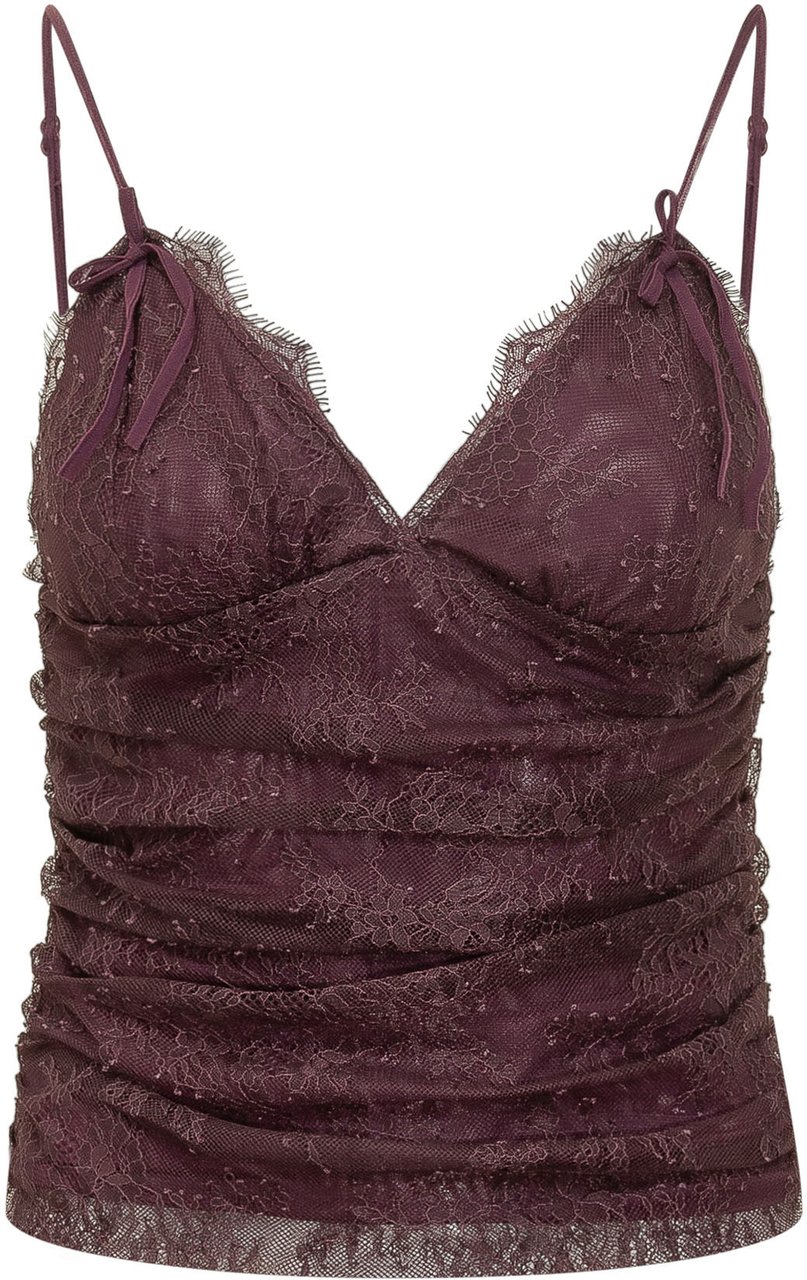 Pinko Top in Pizzo con Spalline Paars