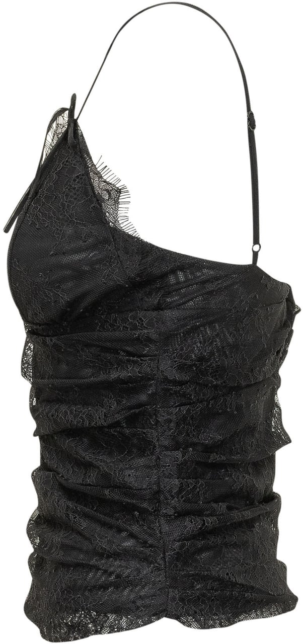 Pinko Top in Pizzo con Spalline e Scollo a V Zwart