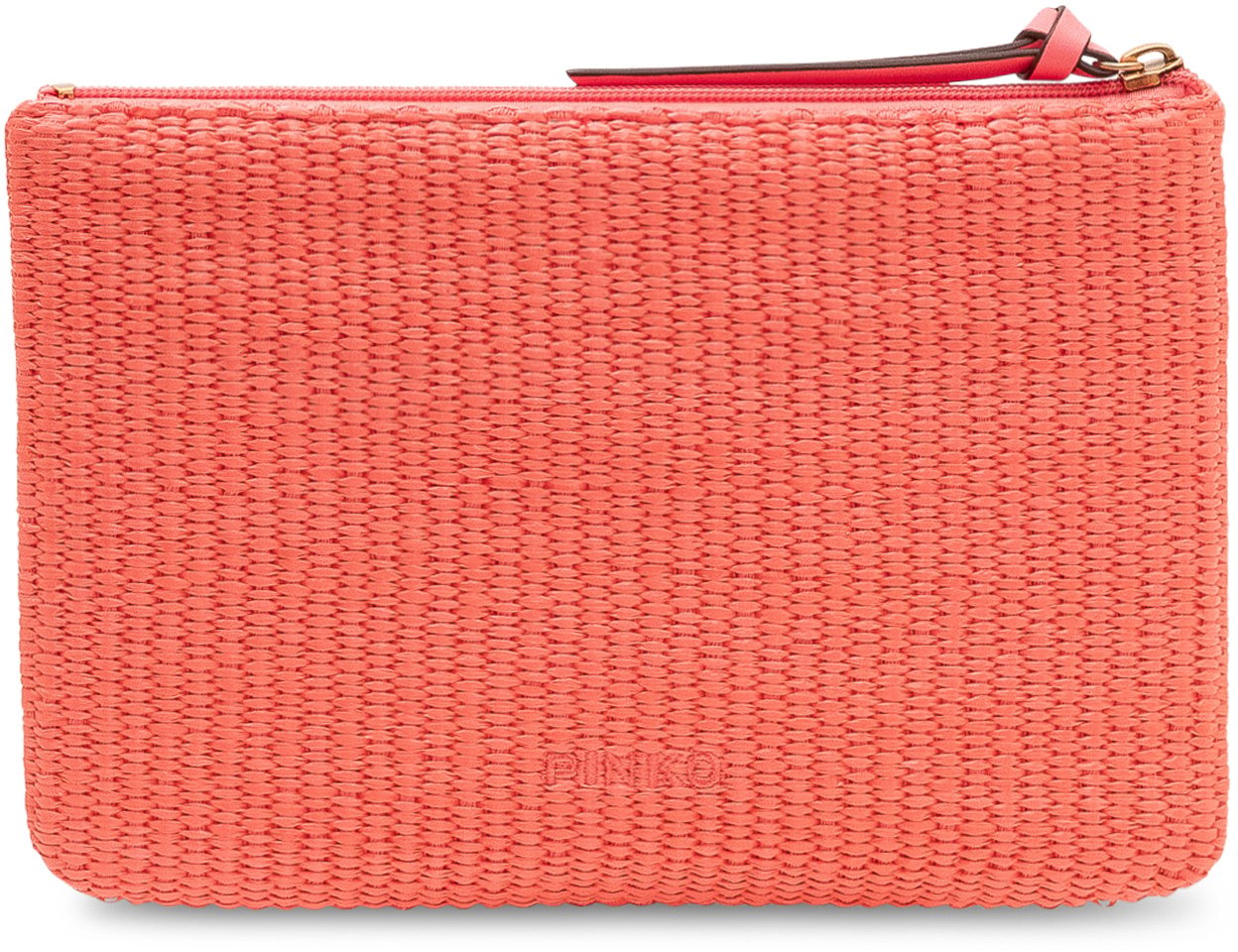 Pinko Pochette in Rafia con Zip e Logo Roze