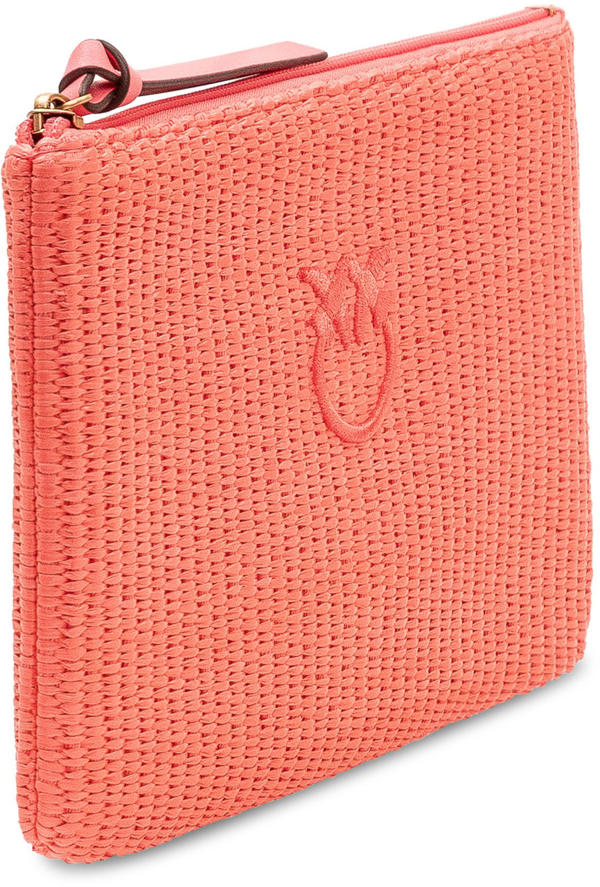 Pinko Pochette in Rafia con Zip e Logo Roze