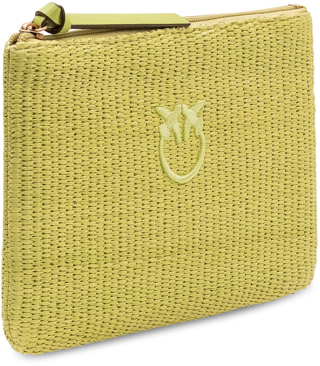 Pinko Pochette in Rafia con Zip e Logo Lime