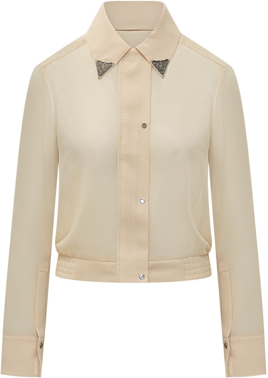 Pinko Camicia con Dettaglio Gioiello al Colletto Wit