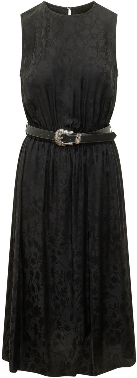 Pinko Abito Caserta Smanicato con Cintura e Motivo Jacquard Zwart