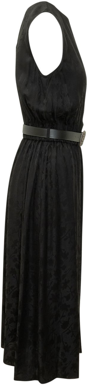 Pinko Abito Caserta Smanicato con Cintura e Motivo Jacquard Zwart