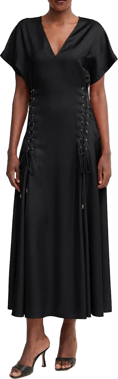 Pinko Arezzo Fluid Twill Satin Dress Zwart