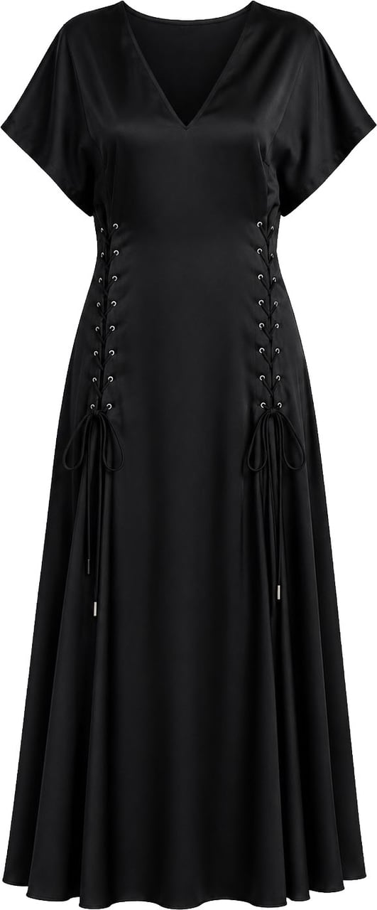 Pinko Arezzo Fluid Twill Satin Dress Zwart