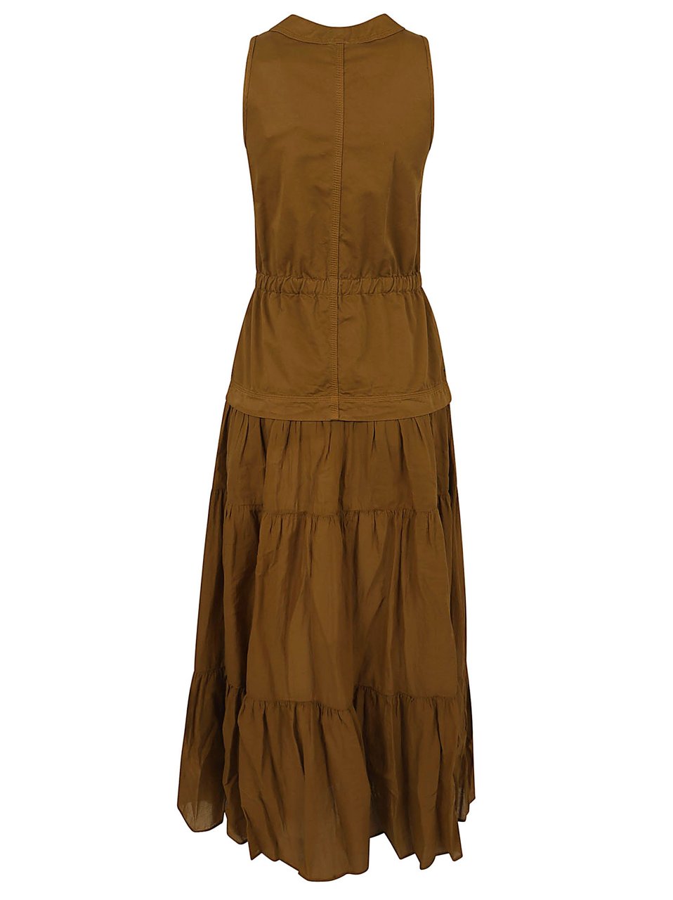Pinko Boho-Chic Long Dress with Corsetry-Inspired Detailing Bruin