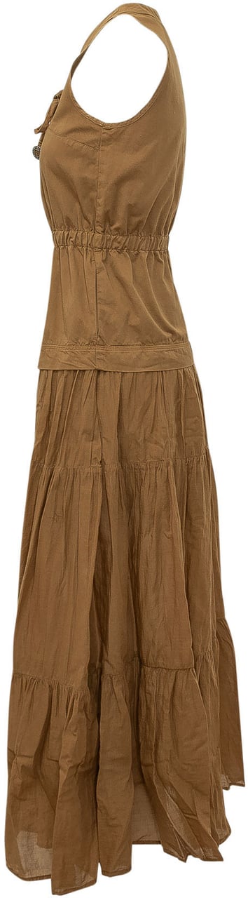 Pinko Abito Casarsa con Scollo a V e Volant Beige