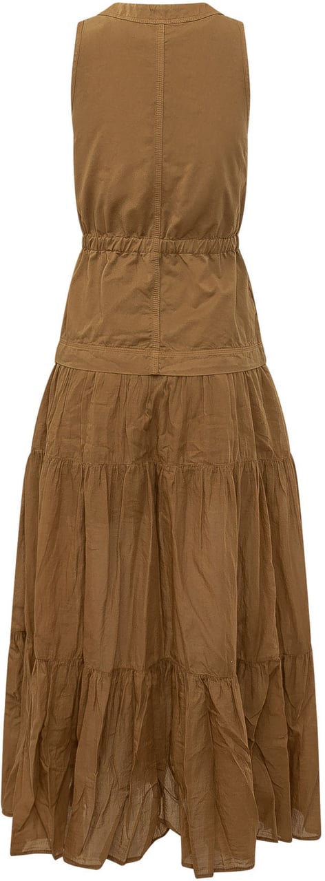 Pinko Abito Casarsa con Scollo a V e Volant Beige