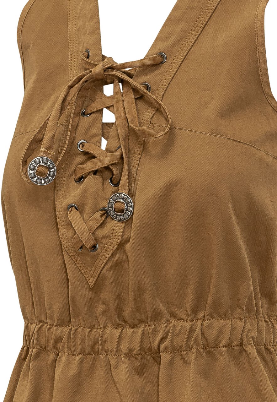 Pinko Abito Casarsa con Scollo a V e Volant Beige
