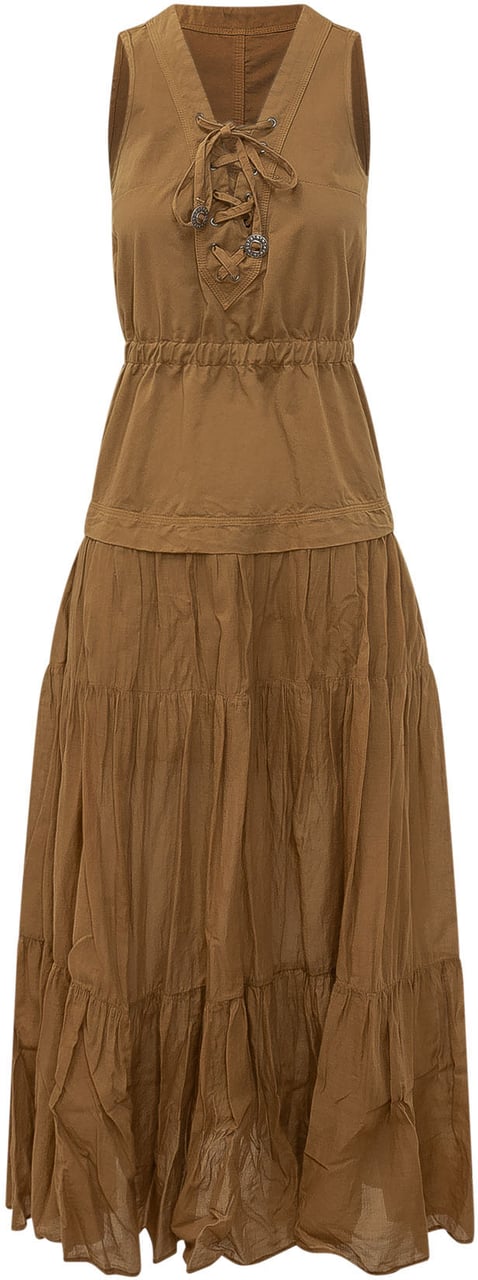 Pinko Abito Casarsa con Scollo a V e Volant Beige