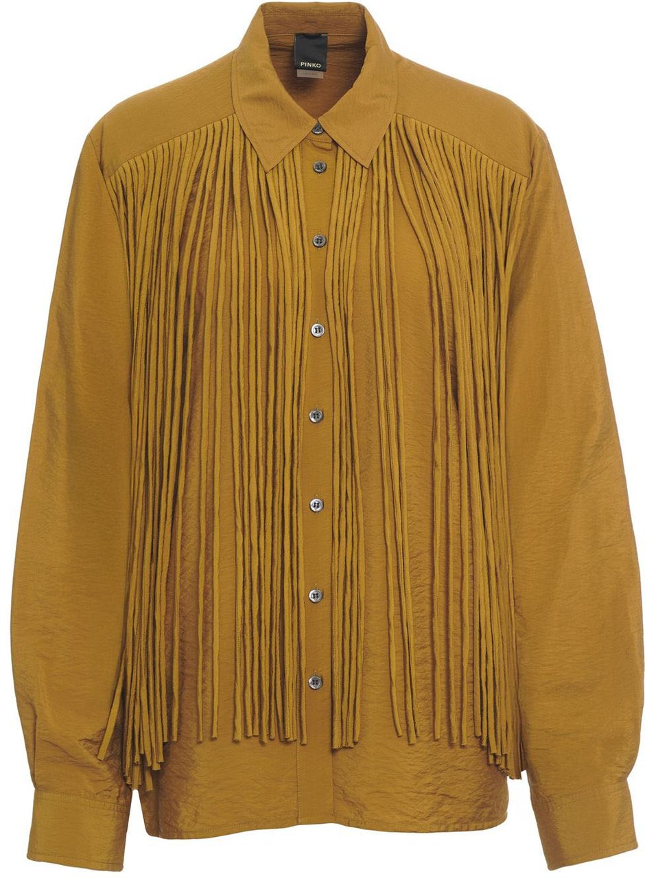 Pinko Blouse with fringe detail 'Alessandria' Bruin