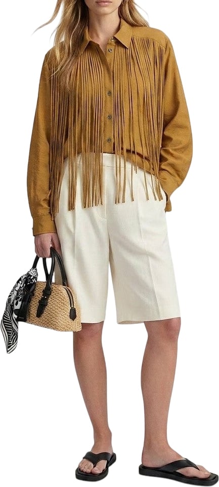 Pinko Blouse with fringe detail 'Alessandria' Bruin