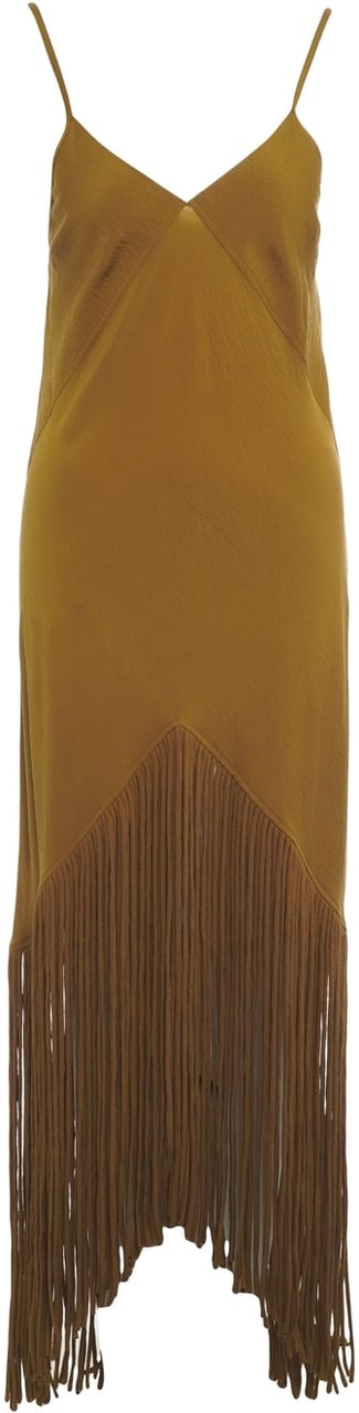 Pinko Midi dress with fringe detail 'Badia' Bruin