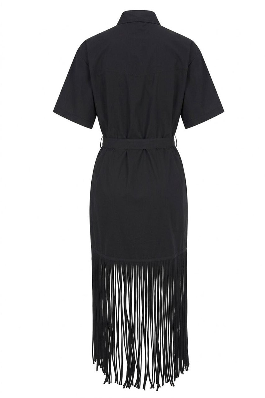 Pinko Chemisier dress with fringes 'Avigliano' Zwart
