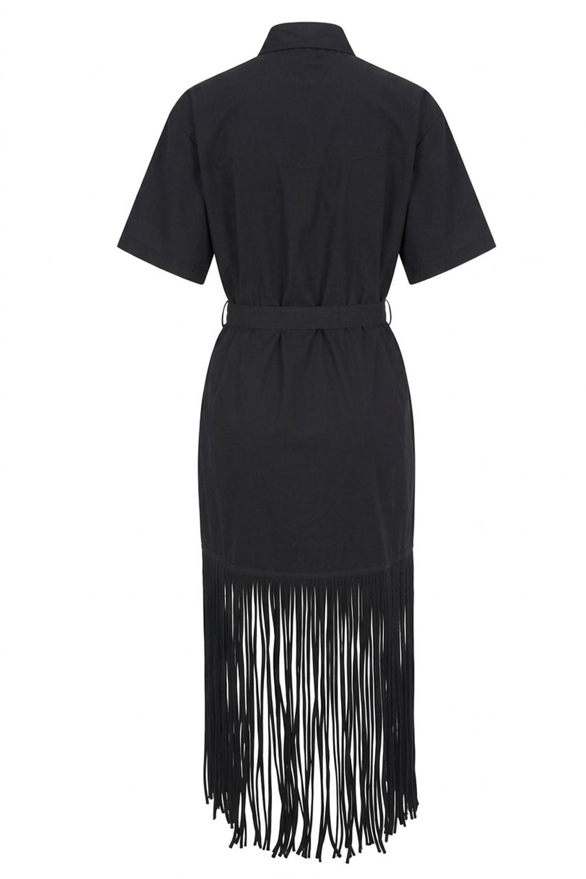 Pinko Chemisier dress with fringes 'Avigliano' Zwart