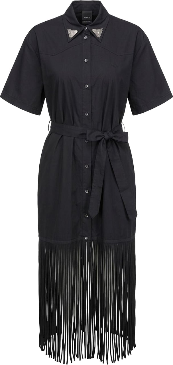 Pinko Chemisier dress with fringes 'Avigliano' Zwart
