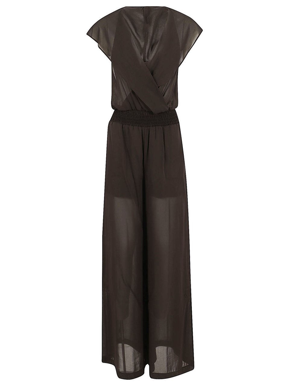 Pinko Camporosso Voile Jumpsuit with Sheer Panels Zwart