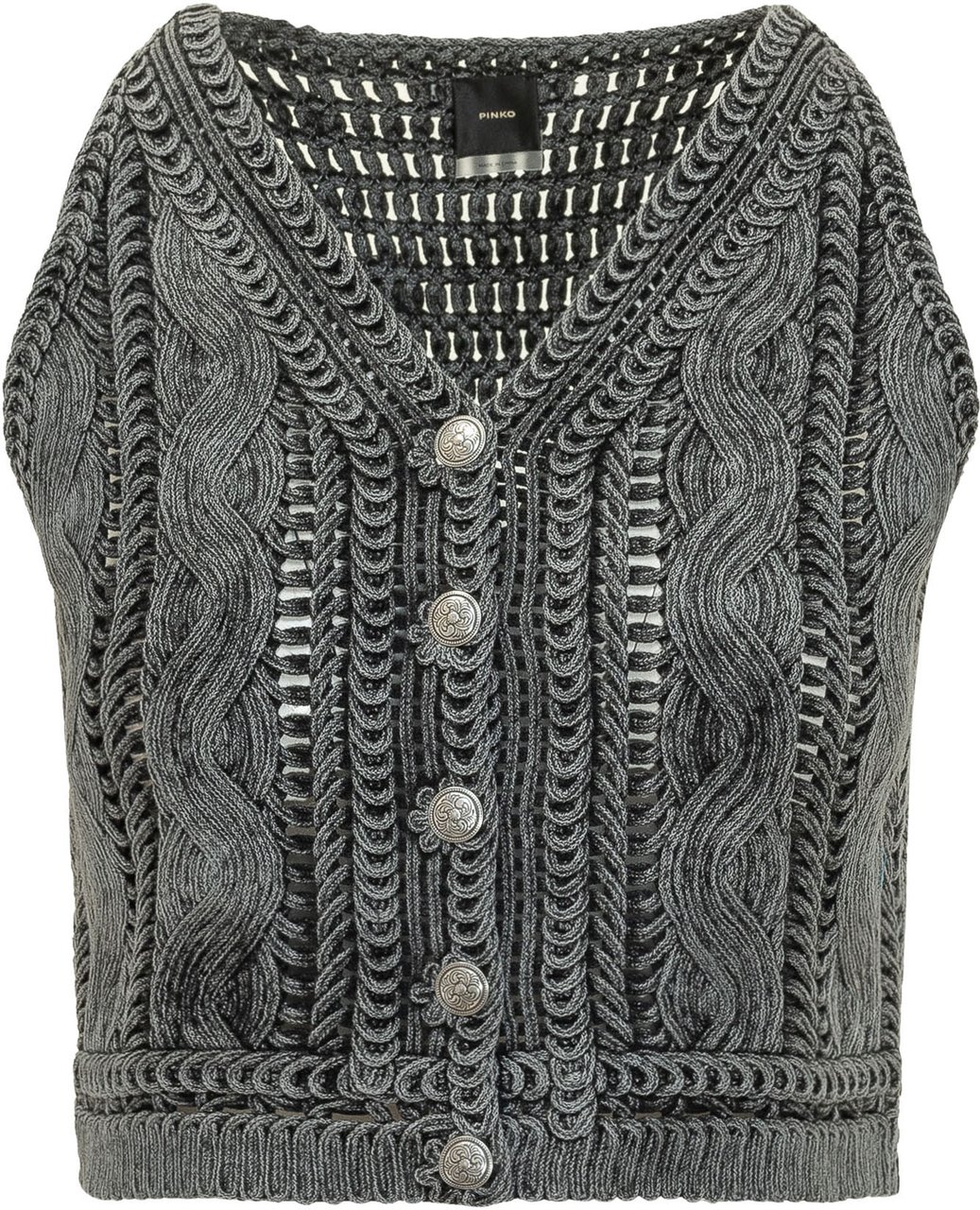 Pinko Top in Maglia con Bottoni Donkergrijs