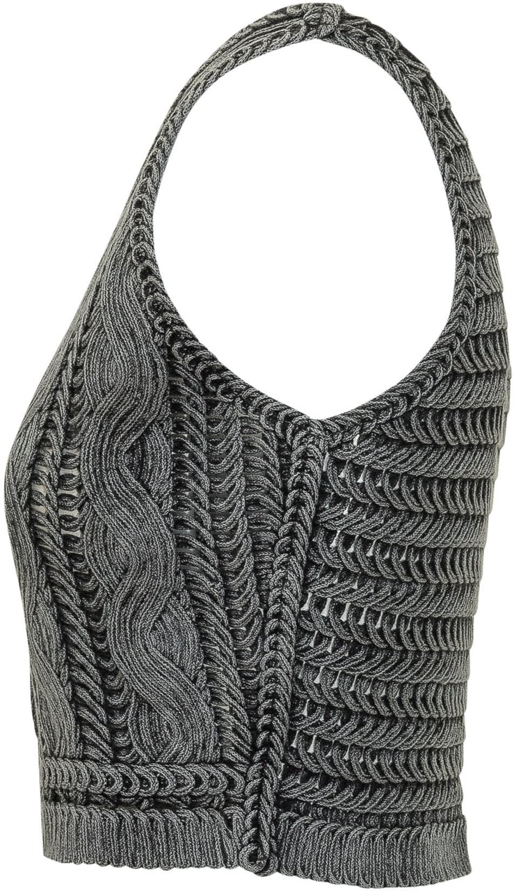 Pinko Top in Maglia con Bottoni Donkergrijs