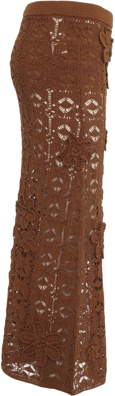 Pinko Crochet midi skirt 'Anthemis' Bruin