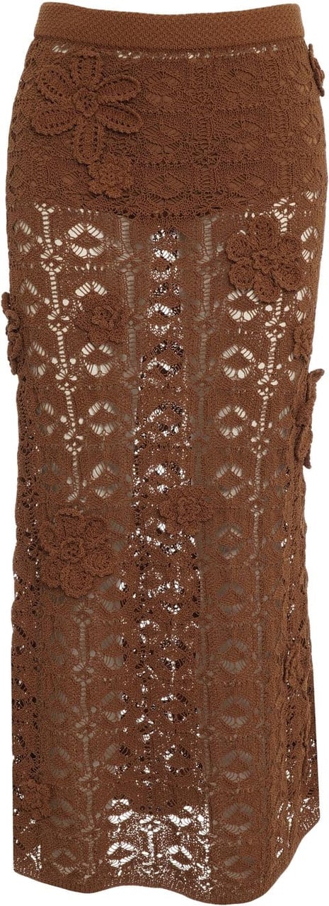 Pinko Crochet midi skirt 'Anthemis' Bruin